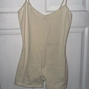 WeWoreWhat off white beige jumpsuit bodysuit one piece shorts size M